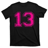 Number 13 Varsity Distressed Vintage Sport Team PlayerS T-Shirt