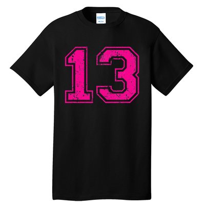 Number 13 Varsity Distressed Vintage Sport Team PlayerS Tall T-Shirt