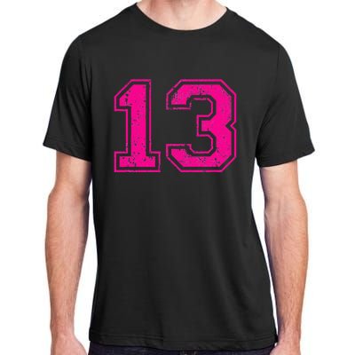 Number 13 Varsity Distressed Vintage Sport Team PlayerS Adult ChromaSoft Performance T-Shirt