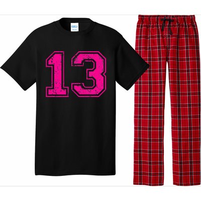 Number 13 Varsity Distressed Vintage Sport Team PlayerS Pajama Set