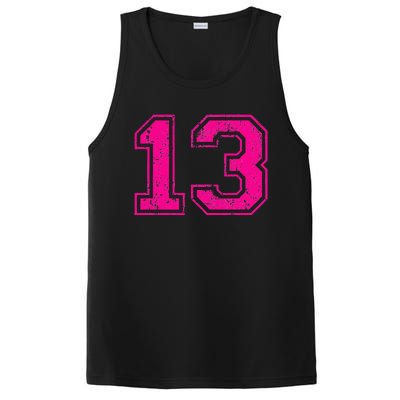 Number 13 Varsity Distressed Vintage Sport Team PlayerS PosiCharge Competitor Tank