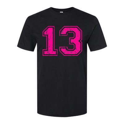 Number 13 Varsity Distressed Vintage Sport Team PlayerS Softstyle CVC T-Shirt