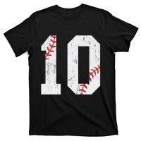 Number 10 Vintage 10th Birthday Baseball Lover 10 Years Old T-Shirt