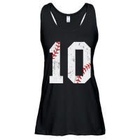 Number 10 Vintage 10th Birthday Baseball Lover 10 Years Old Ladies Essential Flowy Tank