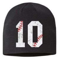 Number 10 Vintage 10th Birthday Baseball Lover 10 Years Old Sustainable Beanie