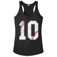 Number 10 Vintage 10th Birthday Baseball Lover 10 Years Old Ladies PosiCharge Competitor Racerback Tank