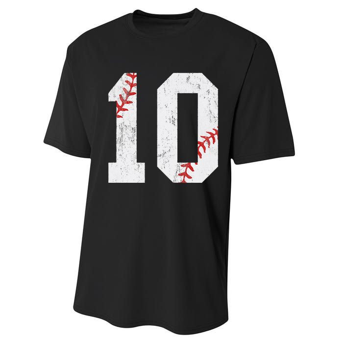 Number 10 Vintage 10th Birthday Baseball Lover 10 Years Old Performance Sprint T-Shirt