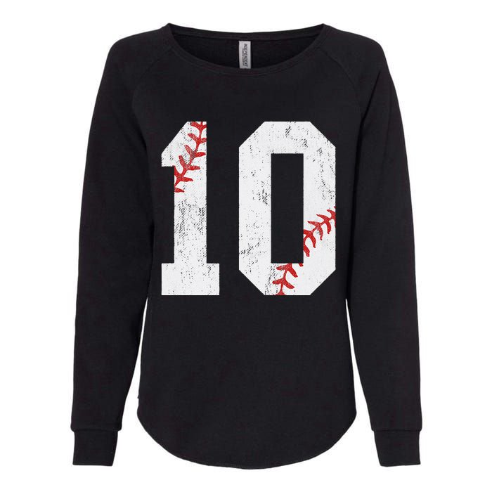 Number 10 Vintage 10th Birthday Baseball Lover 10 Years Old Womens California Wash Sweatshirt