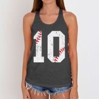 Number 10 Vintage 10th Birthday Baseball Lover 10 Years Old Women's Knotted Racerback Tank