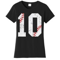 Number 10 Vintage 10th Birthday Baseball Lover 10 Years Old Women's T-Shirt