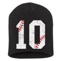 Number 10 Vintage 10th Birthday Baseball Lover 10 Years Old Short Acrylic Beanie