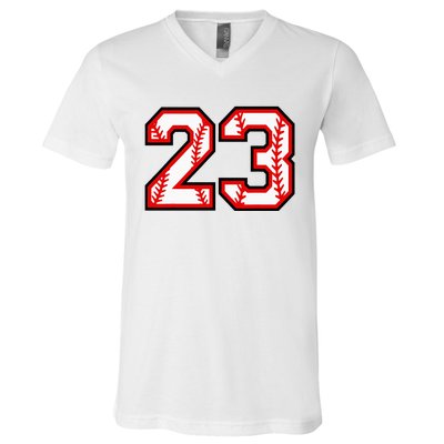 Number 23 Baseball Lucky Favorite Jersey Number V-Neck T-Shirt