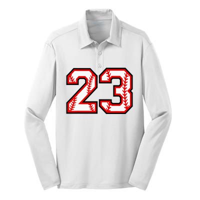 Number 23 Baseball Lucky Favorite Jersey Number Silk Touch Performance Long Sleeve Polo