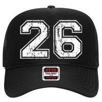 Number 26 Distressed Vintage Twenty Six Sports Team Practice High Crown Mesh Back Trucker Hat