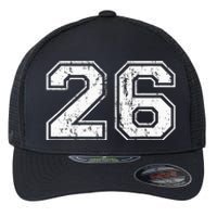 Number 26 Distressed Vintage Twenty Six Sports Team Practice Flexfit Unipanel Trucker Cap