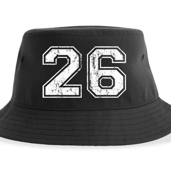 Number 26 Distressed Vintage Twenty Six Sports Team Practice Sustainable Bucket Hat