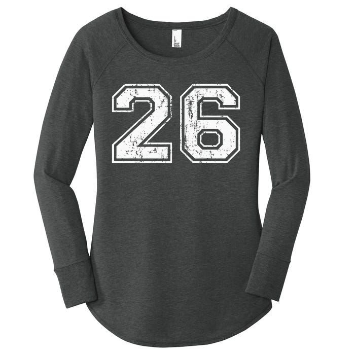 Number 26 Distressed Vintage Twenty Six Sports Team Practice Women's Perfect Tri Tunic Long Sleeve Shirt