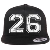 Number 26 Distressed Vintage Twenty Six Sports Team Practice Flat Bill Trucker Hat