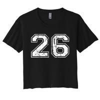 Number 26 Distressed Vintage Twenty Six Sports Team Practice Women's Crop Top Tee