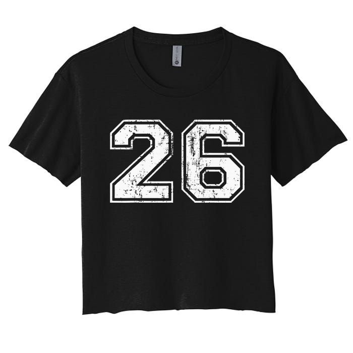 Number 26 Distressed Vintage Twenty Six Sports Team Practice Women's Crop Top Tee