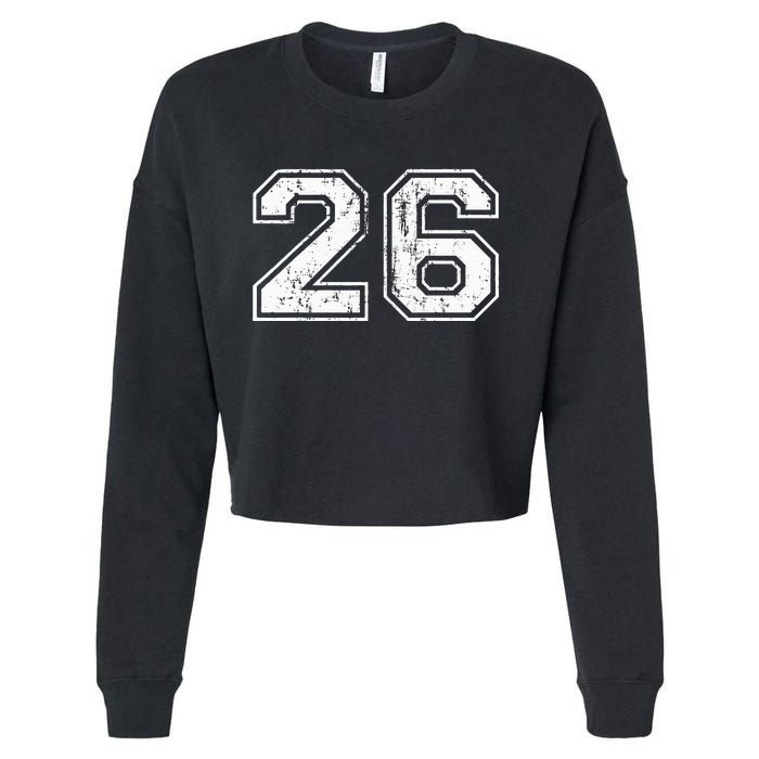 Number 26 Distressed Vintage Twenty Six Sports Team Practice Cropped Pullover Crew