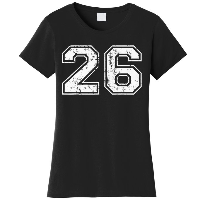 Number 26 Distressed Vintage Twenty Six Sports Team Practice Women's T-Shirt