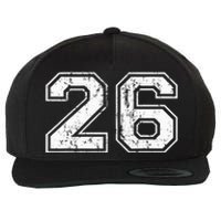 Number 26 Distressed Vintage Twenty Six Sports Team Practice Wool Snapback Cap