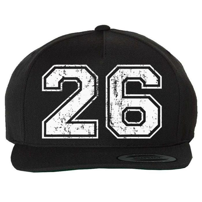 Number 26 Distressed Vintage Twenty Six Sports Team Practice Wool Snapback Cap