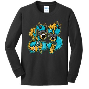 Number 23 Drip Retro Aqua 5s Matching Kids Long Sleeve Shirt