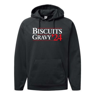 Novelty 2024 Election Campaign 24 Biscuits And Gravy Performance Fleece Hoodie