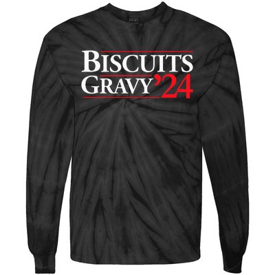 Novelty 2024 Election Campaign 24 Biscuits And Gravy Tie-Dye Long Sleeve Shirt