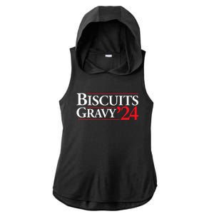 Novelty 2024 Election Campaign 24 Biscuits And Gravy Ladies PosiCharge Tri-Blend Wicking Draft Hoodie Tank