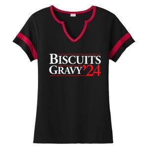 Novelty 2024 Election Campaign 24 Biscuits And Gravy Ladies Halftime Notch Neck Tee