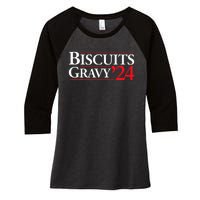 Novelty 2024 Election Campaign 24 Biscuits And Gravy Women's Tri-Blend 3/4-Sleeve Raglan Shirt