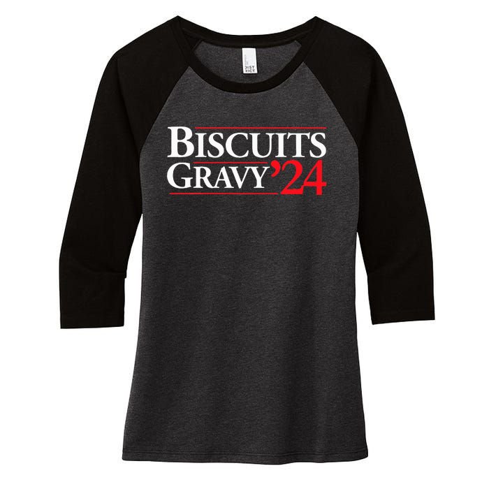 Novelty 2024 Election Campaign 24 Biscuits And Gravy Women's Tri-Blend 3/4-Sleeve Raglan Shirt