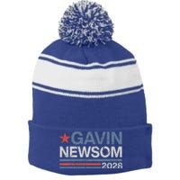 Newsom 2028 Gavin Newsom 2028 President 48 Election Campaign Stripe Pom Pom Beanie