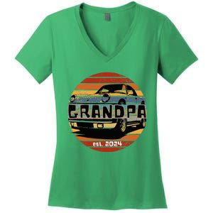 New 2024 Grandfather Granddad Grandpa Women's V-Neck T-Shirt