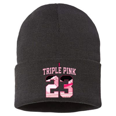 Number 23 Goat Kicks Low Triple Pink Matching Sustainable Knit Beanie