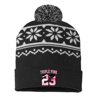 Number 23 Goat Kicks Low Triple Pink Matching USA-Made Snowflake Beanie