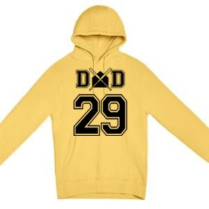 Number 29 Players Biggest Fan For Baseball Or Softball Dad Gift Premium Pullover Hoodie