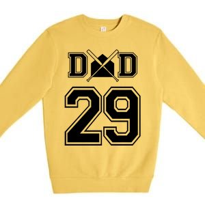 Number 29 Players Biggest Fan For Baseball Or Softball Dad Gift Premium Crewneck Sweatshirt