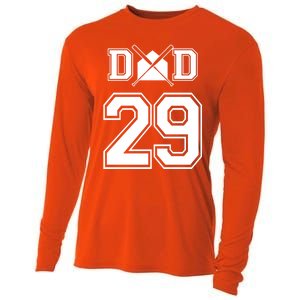 Number 29 Players Biggest Fan For Baseball Or Softball Dad Gift Cooling Performance Long Sleeve Crew