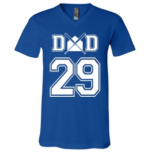 Number 29 Players Biggest Fan For Baseball Or Softball Dad Gift V-Neck T-Shirt