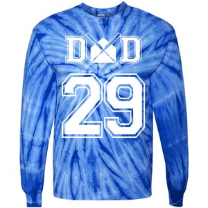 Number 29 Players Biggest Fan For Baseball Or Softball Dad Gift Tie-Dye Long Sleeve Shirt