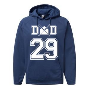 Number 29 Players Biggest Fan For Baseball Or Softball Dad Gift Performance Fleece Hoodie