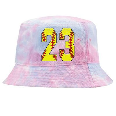 Number 23 Softball 23 Jersey Number Softball Lover Tie-Dyed Bucket Hat