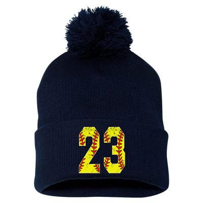 Number 23 Softball 23 Jersey Number Softball Lover Pom Pom 12in Knit Beanie