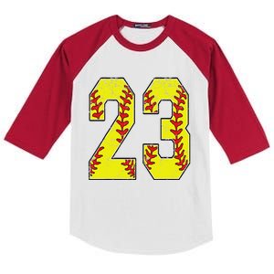 Number 23 Softball 23 Jersey Number Softball Lover Kids Colorblock Raglan Jersey