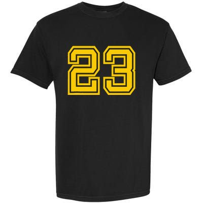 Number 23 Sport Yellow Retro Varsity Number Garment-Dyed Heavyweight T-Shirt