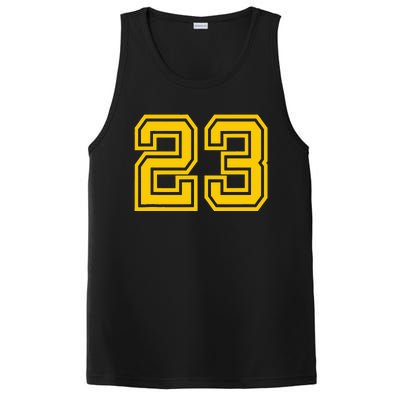 Number 23 Sport Yellow Retro Varsity Number PosiCharge Competitor Tank